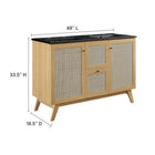 Modway Soma 48" Double Sink Bathroom Vanity - Oak/Black-Adjustable Shelves