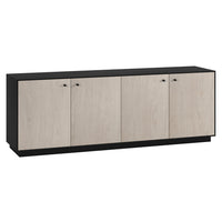 Hudson&Canal Lillian Rectangular TV Stand for TV's up to 75" - Black Grain/Alder White-Modern, minimalist design for your home office, bedroom, or living spaces