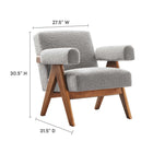 Modway Lyra Boucle Fabric Armchair - Light Grey - Set of 2-Non-removable Cushions