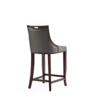 Manhattan Comfort Emperor 19" Traditional Faux Leather Upholstered Barstool - Pebble Grey-Seat Height: 27"