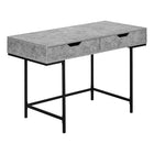 Monarch Specialties 7559 48" Computer Desk - Grey Stone-Look/Black Metal-Computer desk in a grey stone-look finish with 2 storage drawers featuring wide, cutout handles and metal drawer slides