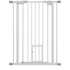 PawHut 41" Pet Gate with Walk Through Door - White-Double locking system ensures your pet is secured in a place and provide maximum safety