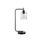 Monarch Specialties 20" H Table Lamp - Black Metal / Glass Shade-Add an industrial vibe to your space with this modern and stylish 20"h table lamp in a black metal design, with the slender arm holding a clear glass shade, perfect to place in an office, living room or bedroom setting