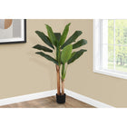 Monarch Specialties 55" Artificial Indoor Banana Tree - Floor - Black Pot-This indoor artificial plant features 15 green leaves that feel real and can be arranged to your liking