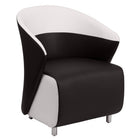 Flash Furniture Leather Curved Barrel Back Lounge Chair with Melrose White Detailing - Black-Contemporary Style