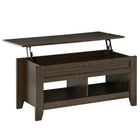 HOMCOM Lift Top Coffee Table with Hidden Storage and Open Shelves - Dark Walnut-Lift top coffee table with hidden storage space for storing your home items