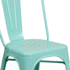 Flash Furniture Mint Green Metal Indoor-Outdoor Stackable Chair-Cross Brace under seat provides extra stability