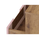 Manhattan Comfort Rockefeller 20.08" Mid-Century Modern 1-Drawer Nightstand - Nature/Rose Pink-Home Assembly Required. All Hardware Included