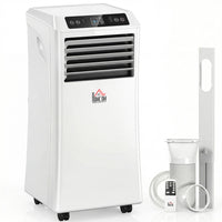 HOMCOM 10,000 BTU Portable Air Conditioner with 4 Modes - White-Three functions: Cools, dehumidifies, fans. Sleep mode 
