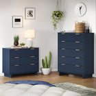 Manhattan Comfort Granville Modern Dresser and Chest Set - Midnight Blue-Recommended for up to 35 inch TV.