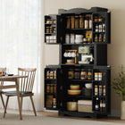 HOMCOM 73" H Kitchen Pantry Cabinet with Door Shelves - Black-Three-level adjustable shelves customize space for tall bottles, jars, and cookware 