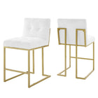 Modway Privy Upholstered Fabric Counter Stool - Gold White - Set of 2-Glam Deco Kitchen Counter Stool