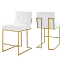 Modway Privy Upholstered Fabric Counter Stool - Gold White - Set of 2-Glam Deco Kitchen Counter Stool