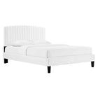 Modway Alessi Performance Velvet Twin Platform Bed - White-Vintage Modern Twin Bed