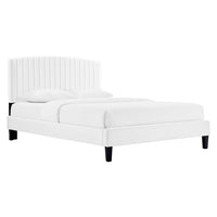 Modway Alessi Performance Velvet Twin Platform Bed - White-Vintage Modern Twin Bed