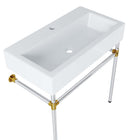 Modway Redeem 32" Silver Stainless Steel Wall-Mount Bathroom Vanity - Silver/White-Non-Marking Foot Caps