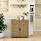 HOMCOM Farmhouse 31.5" L Sideboard Buffet Cabinet with Storage - Natural Wood-The crossbuck detail is sure to elevate your house's charm