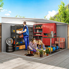 Outsunny 11' x 9' Steel Garden Storage Shed-Double sliding door for easy access in and out this garbage shed outdoor    
