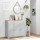 HOMCOM 39.8" L Sideboard Buffet Cabinet for Kitchen - Grey-Three-level adjustable shelves meet various storage needs