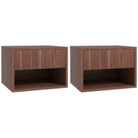 HOMCOM Floating Nightstands with Drawer and Shelf - Brown - Set of 2-Set of two ensures coordinated style in any room
