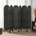HOMCOM 6 Panel Arched Top Woven Freestanding Room Divider for Bedroom - Black-Features a unique arched top, instantly adding a bohemian vibe to space 

