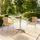Flash Furniture 31.5'' Square Aluminum Indoor-Outdoor Table with 2 Beige Rattan Chairs (TLH-ALUM-32SQ-020BGECHR2-GG)-31.50"W x 31.50"D x 27.50"H