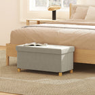 HOMCOM Velvet Upholstered Foldable Ottoman Footrest - Cream White-Spacious internal storage holds blankets, books, and more;