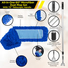 Gritt Commercial All-In-One 60” Microfiber Dust Mop Set with 72" Telescopic Handle - 4 Pack-Boasts a distinctive snap lock for 180-degree swivel action or fixed position