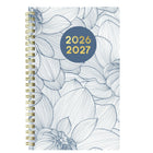 Blueline - Agenda Scolaire Hebdomadaire/Mensuel - 8 po H x 5 po l - Motif Floral - Anglais-Reliure à double spirale dorée, couverture en poly épaisse