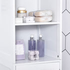 Kleankin Tall Narrow Bathroom Storage Cabinet - White-Anti-tipping accessories fixed on the wall for security