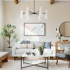 Modway Beacon 6-Light Chandelier - Opal Black-Glass Cone Shades