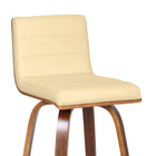 Armen Living Vienna 30" Bar Height Swivel Bar Stool in Walnut Wood Finish with Cream Faux Leather-7