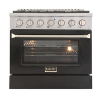 Kucht 36" KNG Series Pro Style Propane Gas Range - Stainless Steel/Black-Cook and bake like a pro with the extra-large convection oven that offers 4.2 cu. ft. of capacity, a 5-rack configuration, and an extra-large viewing window
