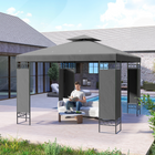 Outsunny 10 ft W x 10 ft L Canopy Gazebo - Double Roof Outdoor Gazebo - Dark Grey-Large space comfortably accommodates 10 people, ensuring roomy comfort