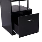 HOMCOM 59.75" Computer Desk with Monitor Stand and Keyboard Tray - Black-Bottom CPU stand holds computer tower on side