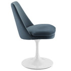 Modway Lippa Swivel Dining Performance Velvet Side Chair - White Cadet Blue-Plastic Rubber Ring for Floor Protection