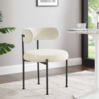 Modway Albie Boucle Fabric Dining Chairs - Ivory Black - 2 Pack-Adjustable Non-Marking Foot Pins