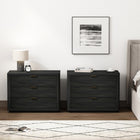 Manhattan Comfort Evelyn 32" Modern 3-Drawer Nightstand 2-Piece Set - Charcoal Grey-Includes 3 Full Extension Drawers