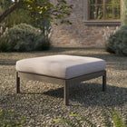 Modway Eleni Square Outdoor Teak Wood Ottoman - Weathered Grey Pebble-Slatted Seat