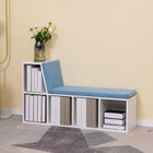 HOMCOM Bookshelf with Reading Nook - Blue-Special bench design allows you to sit or lean to read or relax