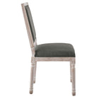 Modway Court French Vintage Upholstered Fabric Dining Side Chair - Natural/Grey-Fluted Solid Wood Frame