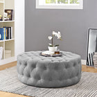 Modway Amour Upholstered Fabric Ottoman - Light Grey-Solid Wood and Plywood
