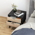 HOMCOM Modern Bedside Table with 2 Drawers and Metal Base - Black-Assembly required