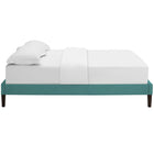 Modway Tessie Fabric Full Bed Frame with Squared Tapered Legs - Teal-Center Rail with Support Two Legs