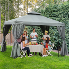 Outsunny 10 ft W x 10 ft L Patio Gazebo Outdoor - Canopy Shelter - Dark Grey-Ideal for backyard, garden or other outdoor space, perfect for outdoor activities
