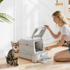 PawHut 80L Stainless Steel Cat Litter Box - Light Grey-Spacious 80L inner comfortably accommodates large cats and multi-cat homes 