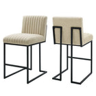 Modway Indulge Channel Tufted Fabric Counter Stools - Beige - Set of 2-Channel Tufted Counter Stools - Set of 2