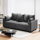 HOMCOM Corduroy 3 Seater Sofa Couch with 8 Removable Pillows - Dark Grey-Colour: Dark Grey