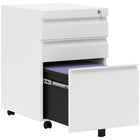 Vinsetto 3-Drawer Steel Letter/A4 Filing Cabinet with Lock & Wheels - White-3-drawer design: 2 utility drawers and a file drawer for hanging A4, letters and legal-sized files   
