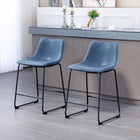 HOMCOM Counter Height Bar Stools with Back - Dark Blue - 2 Pack-Padded seat and backrest for top-notch comfort
